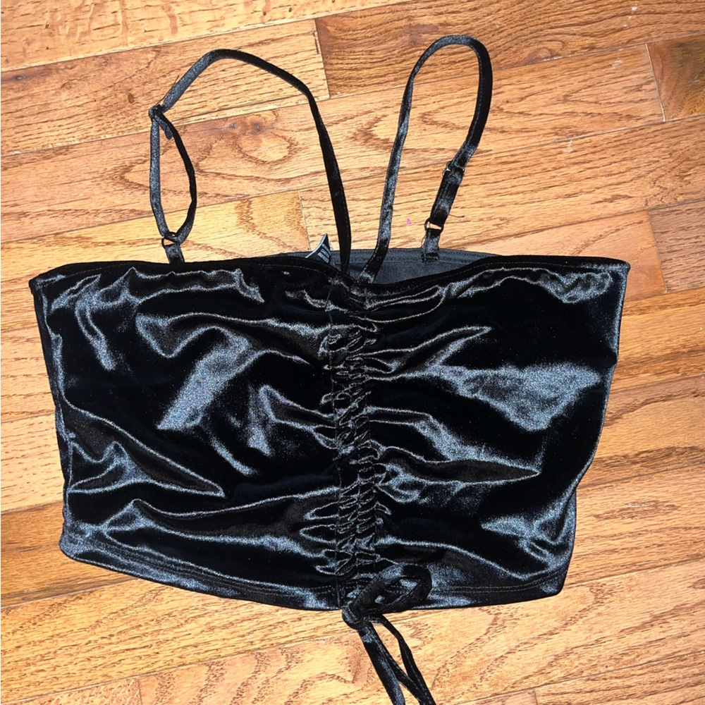 Black Velvet Tie Crop